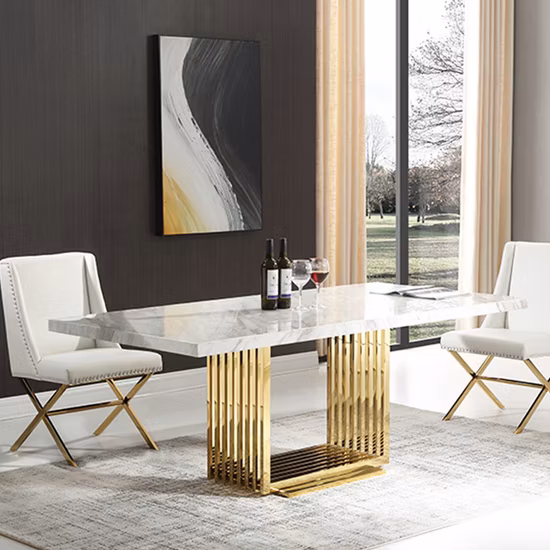 Modern Hotel Furniture Clear Glass Top Dining Table Set