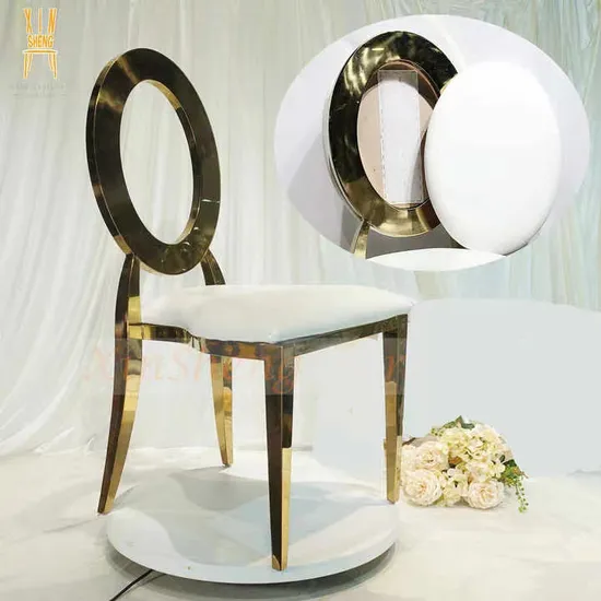 Luxury Event Round Back Design Gold Party Stainless Steel Hotel Wedding Chair 