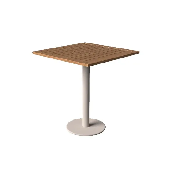 Outdoor Bar Height Bistro Fixed Table Aluminum Frame with Wooden Top High End Restaurant Dining Furniture 