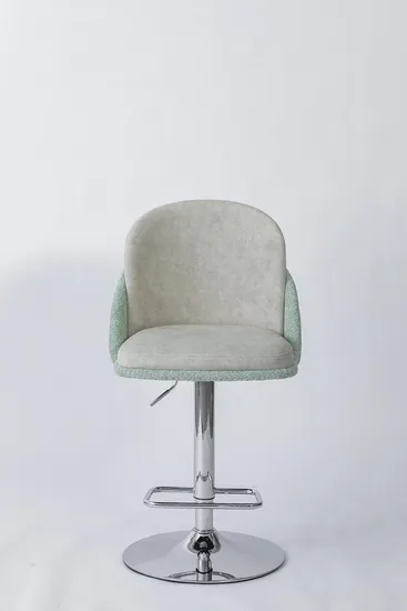 Fashion Home Dining Room Furniture Upholstery Bent Wood Frame Chenille Soft Velvert Fabric Square Footrest Swivel Adjustable Seat Barstool 