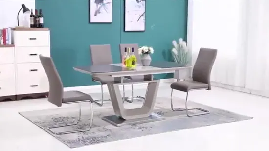 Bazhou Factory Modern Design Extendable Dining Table with Extension Slides 