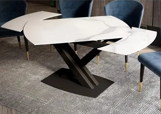 Ceramic Extension Dining Table with 6 Seater for Dining Room Furniture 