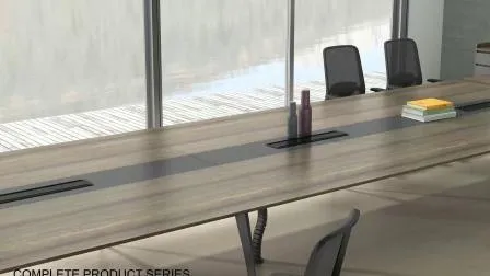 Retangle Wood and Plastic Materials Fixed Dining Table with Chairs 