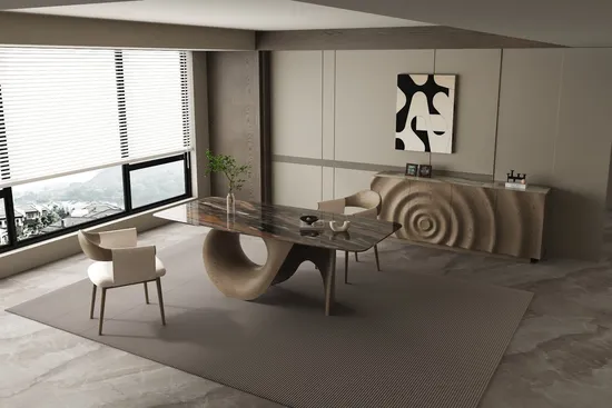 CS Home Rectangle Fixed Marble Top Is Wooden Frame Packing Restaurant Dining Table 