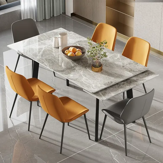 Rectangular Dining Table Set Marble Dining Table Modern Home Furniture Extension Adjustable Multi Functional Marble 