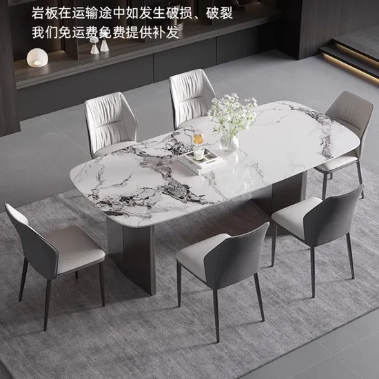 Luxury Dining Room Sintered Stone Top Metal Legs Modern Rectangular Extension Extendable Dining Table 