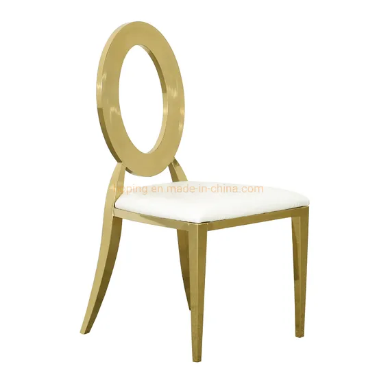 Home Hotel Gold Stainless Steel Round Metal Restaurant Wedding Banquet Dining Furniture Dining Chair 