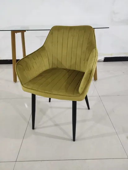 Hot Sale Nordic Comfortable Winged Back Wooden Legs Grey Fabric Dining Chairs 