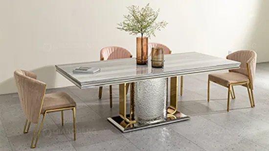 High Quality Villa Apartment Hotel Restaurant Use Marble Bling Dining Table 