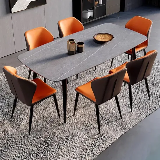 Extendable Dining Set Sintered Stone Dining Table Dining Table Round Dining Table Stone Dining Room Table Chair R005A01 